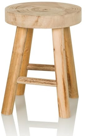 hjh LIVING Hocker aus massiven Holz RUSTIKO W Stabiler Holzhocker Sitzhocker im Skandi-Look, Blumenhocker aus Paulownia-Holz