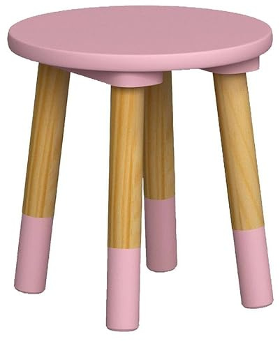 URBNLIVING Kids Wooden Portable Stool, Lightweight and Anti-Slip, H26cm x D24cm, Round Seat Pink Chair for Toddlers, Small Children, Home Decor for Desk, Table, Nursery, Kitchen, Bedroom