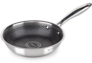 ROSMARINO HexaPro 3.0 20 cm Edelstahl Bratpfanne - Premium Bratpfanne mit perfekter Hitzeverteilung, kratzfest, backofenfest und leicht zu reinigen - Ideal für anspruchsvolle Köche