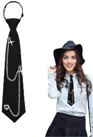 Kinretixia Cravatta da Donna Nera, Cravatta Preannodata Clip-On con Cinturino Regolabile, Cravatta Uniforme JK, Look Scolastico e da Ufficio Moderno, per Cerimonie di Laurea, Business