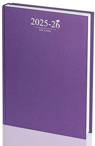 AIBULO Academic Planner 2025-2026 | A4 Day a Page Diary | Aug 2025-July 2026 | Hardbound Student & Teacher Organizer | Purple Cover
