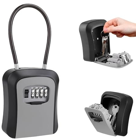 Arvoni Caja de Seguridad para Llaves, Cajetin Llaves con Codigo 4 Dígitos, Impermeable Caja de Cerradura, Caja Llaves Combinacion Pared Extraíble para Casa, Garaje y Escuela, Gris