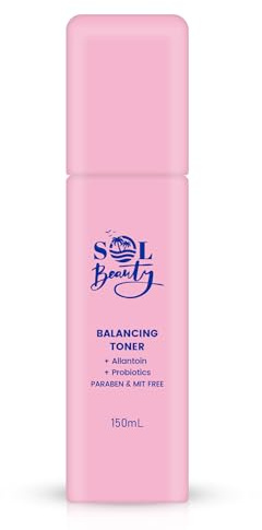 Sol Beauty Lotion tonique équilibrante pour le visage - 150 ml. Lotion tonique hydratante pour le visage, légère, étape quotidienne pour rafraîchir la peau