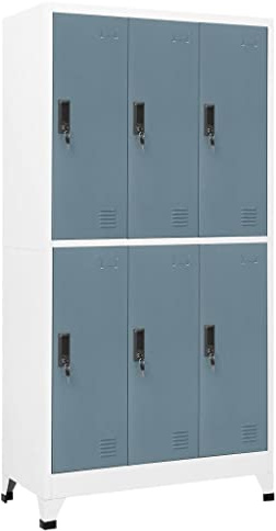 Brokky Taquillas metalicas Taquillas Vestuario 6 Puertas con Llave para Colegios y Oficinas-Gris Claro y Gris Oscuro-con 6 cerraduras