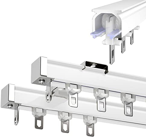 Heavy-Du Double ain Trac 4,6-12,5 fot justerbara stänger för vitt tak/väggfäste förtjockad design för smidig glidning, perfekt för heminredning