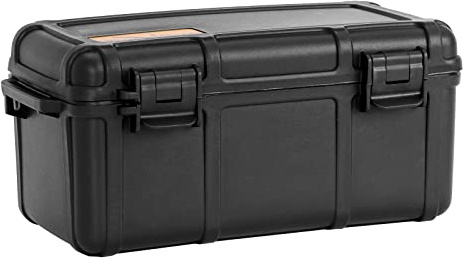 Cigar Caddy 3540 Waterproof Travel Cigar Humidor for 15 Cigars, Airtight Seal, Made of ABS Molded Plastic, One Humidifier Disc In Lid Inside, Waterproof, Coin Release For Air Pressure, Black Matte