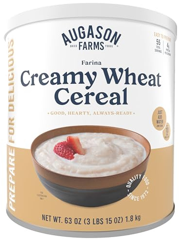 Creamy Wheat Cereal Can Emergency Food Supply, 55 Servings, 10 Year Shelf Life - Instant Breakfast Food and Healthy Snack
