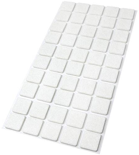 Adsamm® / 50 x patins en feutre / blancs / 20x20 mm / carré / épaisseur 3,5 mm / patins glisseurs auto-adhésifs de qualité optimale