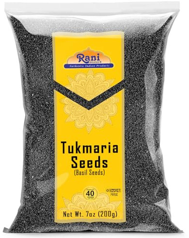 Rani Tukmaria (Holy Basil Seeds) 7oz (200g) Used for Falooda / Sabja Dessert, Spice & Ayurveda Herbal ~ All Natural | Gluten Friendly | Non-GMO | Kosher | Vegan | Indian Origin