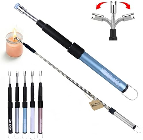 XTENDR ARCS V2 Extendable 2.5 Feet. Arc Extra Long Lighter, Flameless Fireplace Stove Electric Candle Lighter, Long Neck for Pilot Light, Grilling, Firepit, Kitchen, BBQ (Blue)