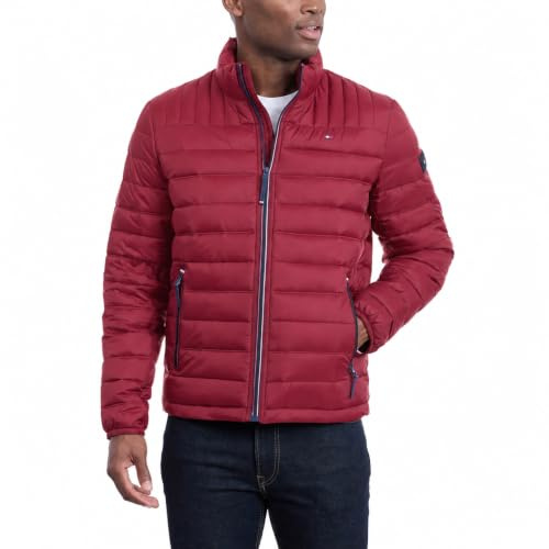 Tommy Hilfiger Ultra Loft Lightweight Packable Puffer Jacket (Standard and Big & Tall) Manteau Alternatif en Duvet, Rouge, X-Large Homme