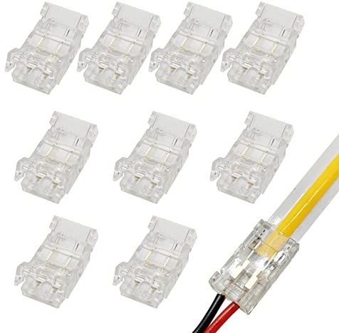 Biantie La 2-Pin 8mm LED Strip Connector, Solderless Hand-Press Clip