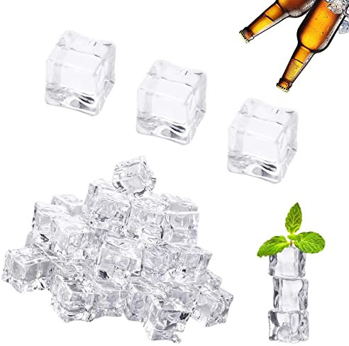 60 Pezzi Cubetti di Ghiaccio in Acrilico Trasparente Finto Artificiale Cubetti di Ghiaccio Cubetti di Ghiaccio Riutilizzabili per Oggetti di Scena per Esposizione Fotografia