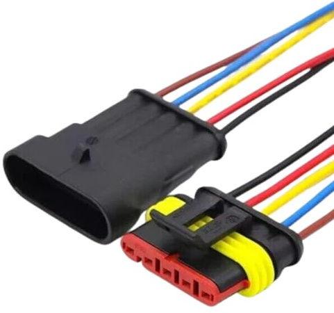 Male and Female Waterproof Connector Set for AMP Superseal 1.5mm Series - Automotive Cable Plug Sets (5 PIN)