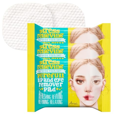 Ariul A Mild&Quick - Almohadillas desmaquillantes para labios y ojos para maquillaje impermeable, almohadillas de doble cara, almohadillas para eliminar el estrés, 90 unidades (paquete de 3)