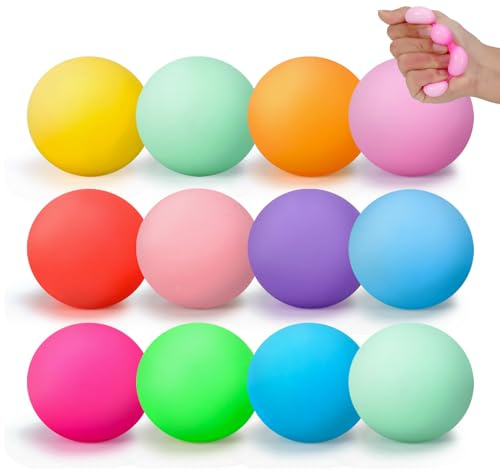 12 PCS Stress Balls for Adults and Kids, Fidget Toys Party Bag Fillers for Kids, Squeeze Balls Sensory Fidget Toy Soft Squishy Ball for Anxiety Stress Relief