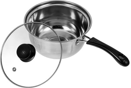 Cabilock Casserole à Lait Antiadhésive 304 Acier Inoxydable Petite Casserole Multifonctionnelle Couvercle Poignée Anti-Brûlure pour Soupe Lait la Cuisine Maison