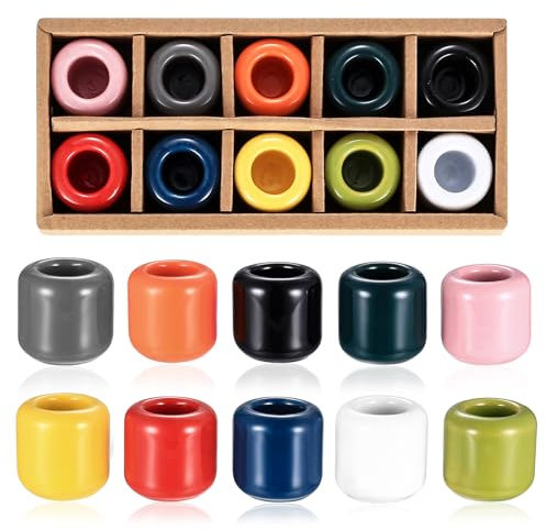 Set of 10 Ceramic Tea Light Candle Holders, Colorful Tealight Holders, Tea Light Holders Candle Jars Gifts for Wedding Birthday Anniversary Home Table Centrepiece Decorations