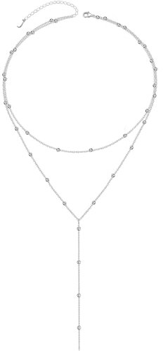 Y Kette Silber Silber Kette Lange Kette Damen Elegante Lange Kette Für Damen Ketten Set Für Alltag Abendevents Geschenke Halskette DameN Schmuck Jewelry Necklace Women
