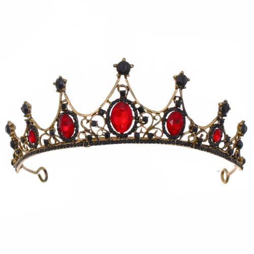 Ziranee Couronne Baroque Rouge,Diadème en Cristal Gothique Diadème de Mariage Diadème en Strass Bijoux de Tête de Mariée Banquet et Fête d'anniversaire