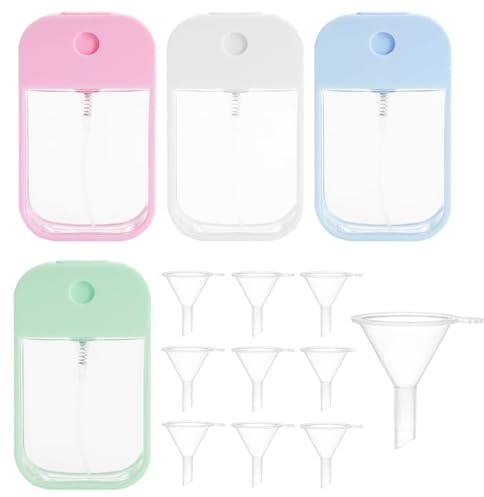 GNALIA Vaporisateur Parfum Vide 4 Pièces + 10 Entonnoirs 45Ml Flacon Spray Vide Pour Huiles Essentielles Et Cosmétiques