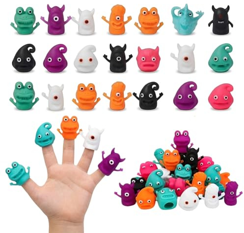 QYEHF 20-teiliges Monster-Fingerpuppen-Set, Dehnbare Monster, geeignet für Halloween, Kostümpartys, Ostern, Rollenspiele und Familienspaß, Farben zufällig.