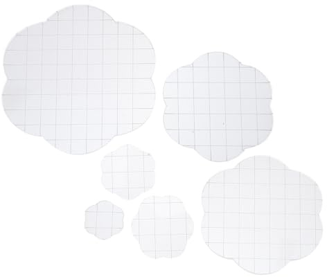 GARIOUANS Bloque de Sellos Acrílicos Transparente con Líneas de Cuadrícula, 6 Piezas (2.5cm a 10cm), Sellos con Diseño de Flores para Manualidades y Scrapbooking, Juego para
