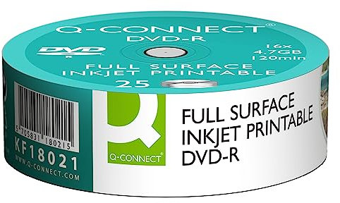 Q Connect 16 x 4.7 GB Inkjet Printable DVD-R Disc (Pack of 25)
