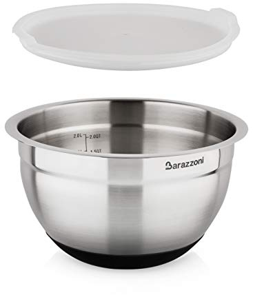 Barazzoni 810160020 Bowl acciaio inossidabile 18/10 Ø20Cm X H12,6Cm con Cop, 18/10-Silicone
