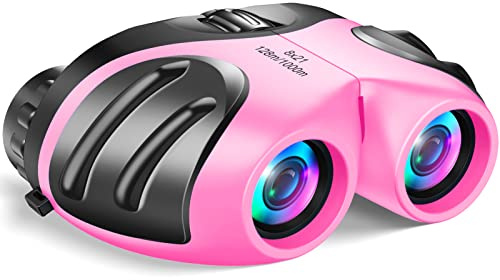 3-12 Year Old Girls Toys, DMbaby Compact Shock Proof Outdoor Travel Binocular for Kids Easter Toys for 3-12 Year Old Girls Light Pink DL09