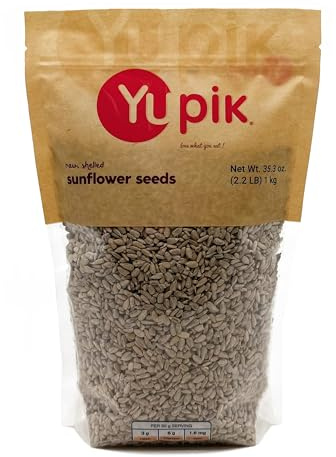Yupik Raw Sunflower Seeds, Shelled, 2.2 lb (35.3oz), Kosher, Gluten-Free, Unsalted Sunflower Kernels, No Shell, Healthy Snacks, Source of Omega-6 and Fiber