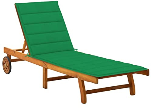 vidaXL Patio Sun Lounger with Cushion Solid Acacia Wood