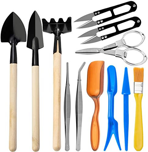 Lot de 12 Mini Outils de Jardin, Kit de Jardin succulente, Mini Outils de Jardinage d'intérieur pour Plantes succulentes, Transplantation à la Main, Outils de Jardinage Miniatures, kit de Cactus