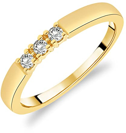 Planetys Bague Alliance Trilogie pour Femme en Or Jaune 375/1000 sertie Diamants blancs
