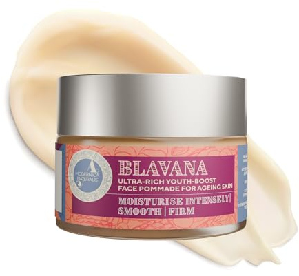 Blavana daglig fuktgivande | ultra-rik ayurvedisk ansiktskräm för att föryngra mogen hud | baserad på svart gram, Manjistha och Aloe Vera | vegansk och dermatologiskt testad | 50 g