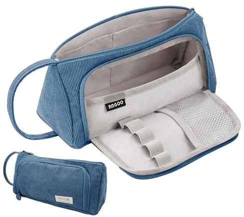 Calish Federmäppchen 3 Fach Mädchen federtasche Mäppchen Teenager Mäppchen Aesthetic Große Kapazität Pencil Case für Schule & Büro (Blau)