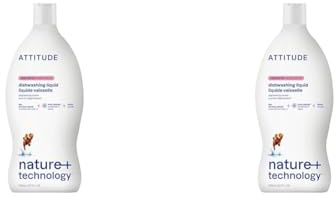 ATTITUDE Washing-Up Liquid, EWG Verified, Vegan Dish Soap, Plant Based, Naturally Derived Products, Unscented, 700 mL (Pack of 2)