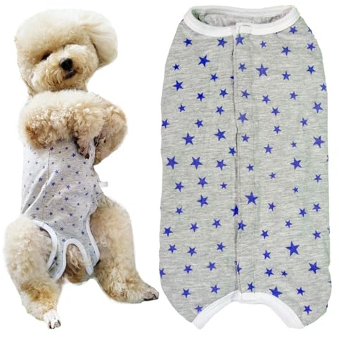 Kukaster Pet Body per cani dopo l'op castrazione, per cani, fibbia in nylon per perdita di capelli, allergie, rasatura, stella grigia XXS