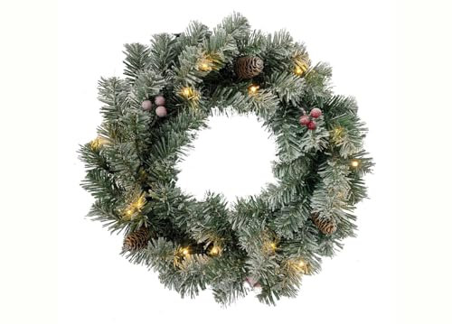 BIANCHERIAWEB Ghirlanda Natalizia Luminosa Fuori Porta Decorativa Corona Natale Merano 60cm Merano