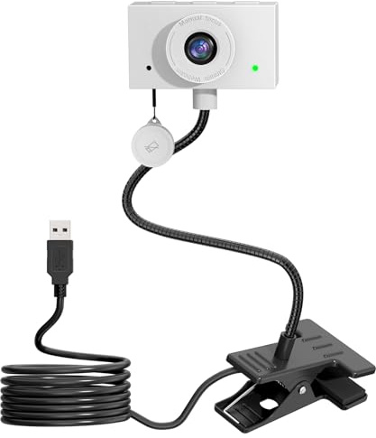 Danyesth PC ögonkontakt webbkamera 1080p med mikrofon, plug and play datorkamera med justerbar svanhals, central webbkamera för zoom, videosamtal, skype, team