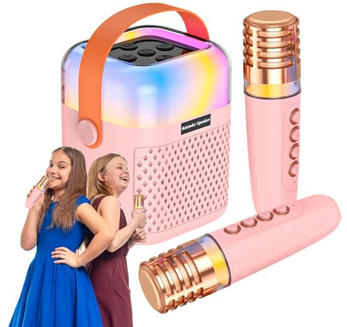 Karaokemaskin för flickor, karaokemaskin | Litet karaoke sångsystem - bärbar utomhus karaokehögtalare, karaokemaskin leksak med 2 trådlösa mikrofoner för år