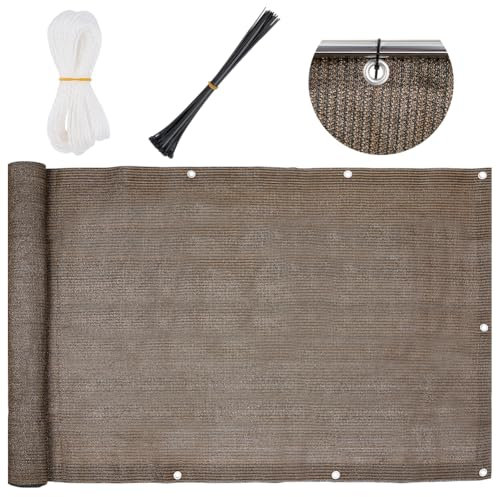 CREATCABIN Brise Vue pour Balcon Clôture Balustrade Couverture D'Ombrage Commerciale Tissu Pare Soleil 90% Tissu Maille Protection UV pour Terrasse Extérieure Patio Jardin Arrière Cour Marron 5x0.9 m