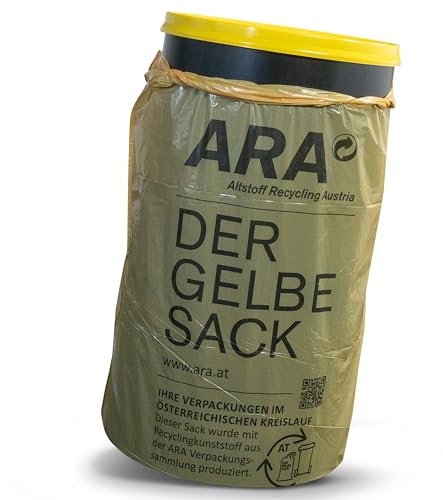 Sacktonne XXL für österreichische Gelbe Säcke (110-120L) – Robuster Bausatz mit Gummihalterung – Langlebig & Platzsparend – Kein Einreißen, 3X mehr Inhalt, mit Deckel – Made in Germany