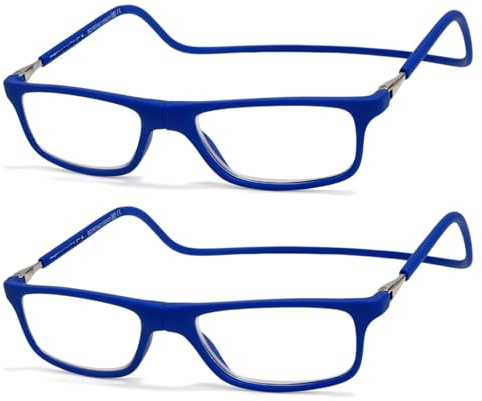 NEW VISION Gafas Presbicia Hombre 2 PACK, Gafas de Presbicia Cierre Imán, Longitud Ajustable, Gafas De Lectura para Hombre y Mujer, NV2904 (2AZULC7, 1.5, x)