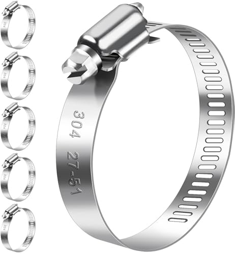 Bolatus Hose Clips 27-51 mm, 6 Pcs Hose Clamp Stainless Steel 304
