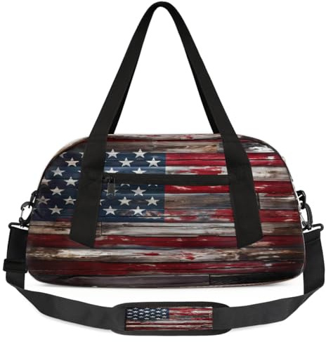 Borsone da viaggio vintage americano Flas per bambini ragazzi ragazze adolescenti USA Flas modello sport palestra borsa per weekender viaggio ginnastica danza balletto, Multicolore