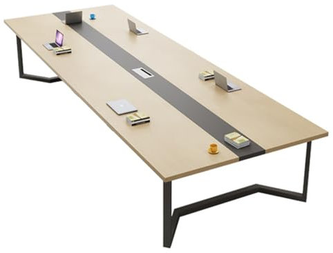 YQMHEZ Konferensbord, Mötesbord, Seminariebord, Skrivbord Datorbord, Modernt Seminarium Med Hål för 8 Personer, Kontorskonferens för Styrelserum(280x120cm)