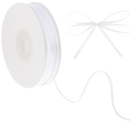 Cinta de satén blanca de 3 mm x 91 m, cinta de raso blanca fina y sólida, cintas tejidas de doble cara para ramo de flores, decoración, envoltorio de regalo, decoración de fiesta
