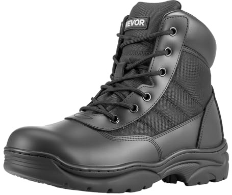 VEVOR Botas Tácticas Militares Hombre 152,4 mm, para Combate, Senderismo, Ligeras, Transpirables y Resistentes, para Motociclistas, Montañismo y Seguridad al Aire Libre, Talla 12 EE. UU., Negro