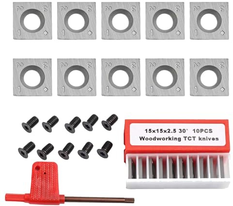 Insertos cuadrados de carburo, herramienta de torneado de 15Mm con 4 bordes de corte Tornillos Llave para Torno de Madera Tablero de partículas Madera Contrachapada MDF